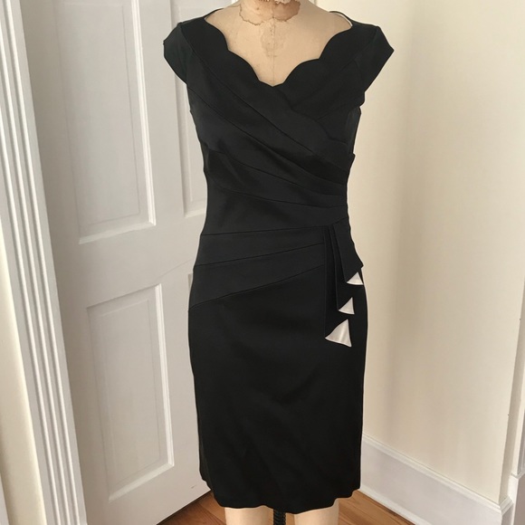 scalloped neckline cocktail dress